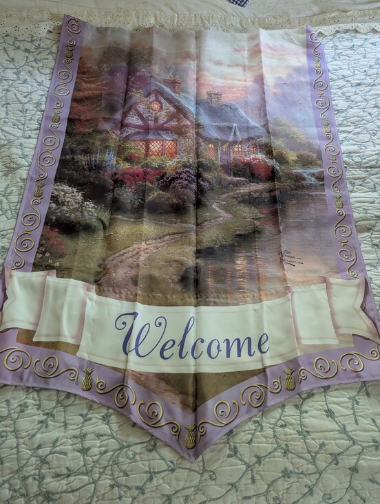 Thomas Kinkade Other - Large  garden flag Thomas Kinkade Welcome cottage sceen